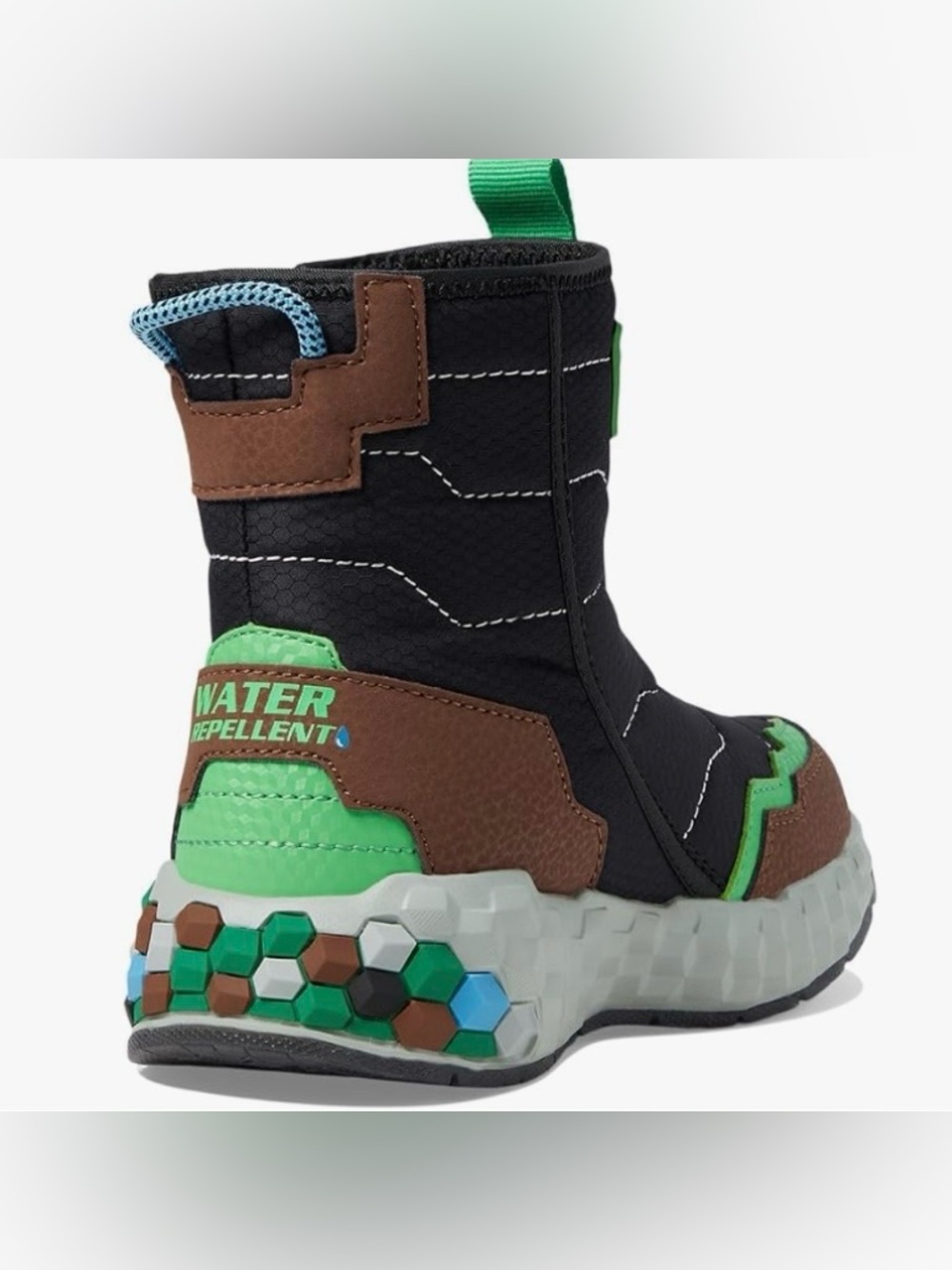 Skechers Kids Black, Green & Brown Hex-Accent Rain/Winter Boots Size 1 - Picture 3 of 16